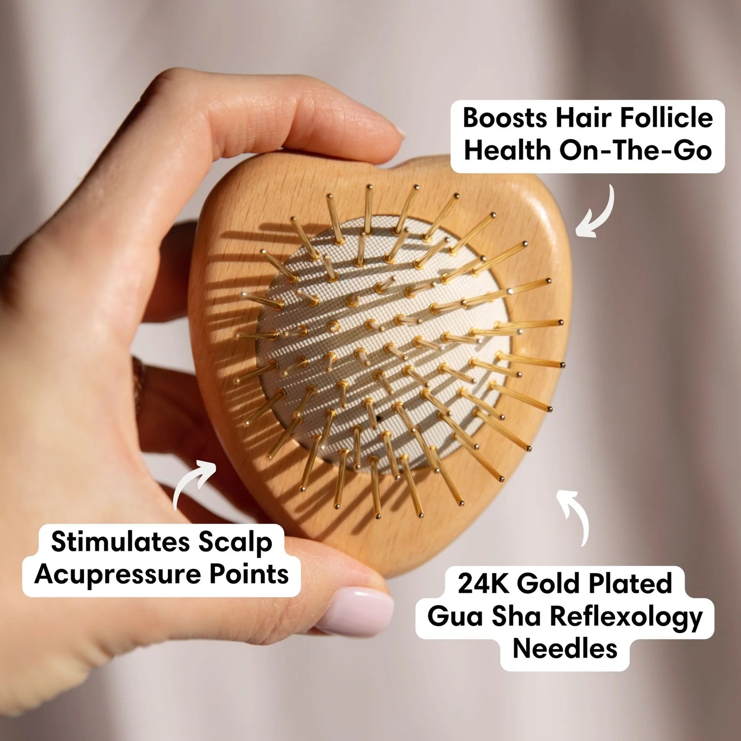 Snow Fox Skincare Gua Sha Hair & Scalp Brush: Love Heart Wooden Edition