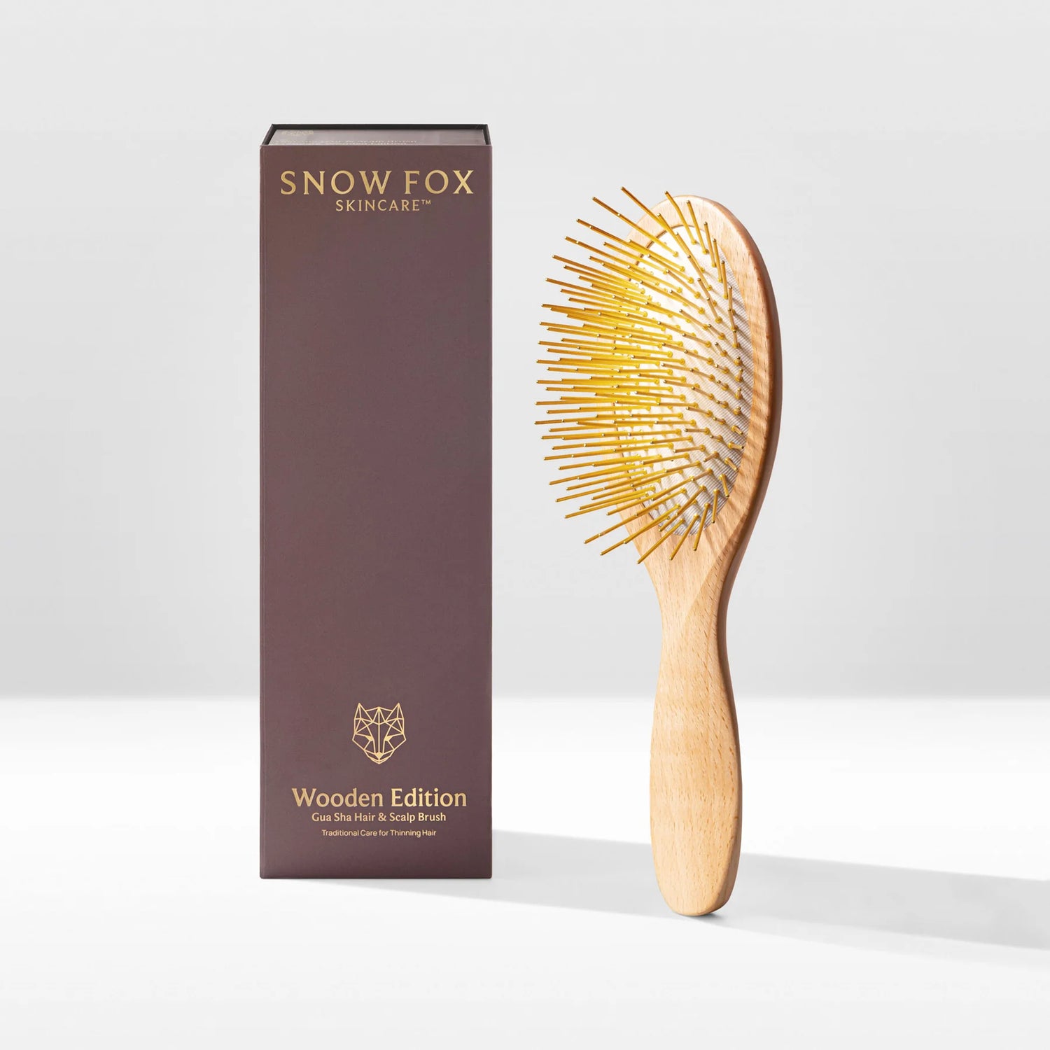 Snow Fox Skincare Gua Sha Hair & Scalp Brush: Premium Wooden Edition